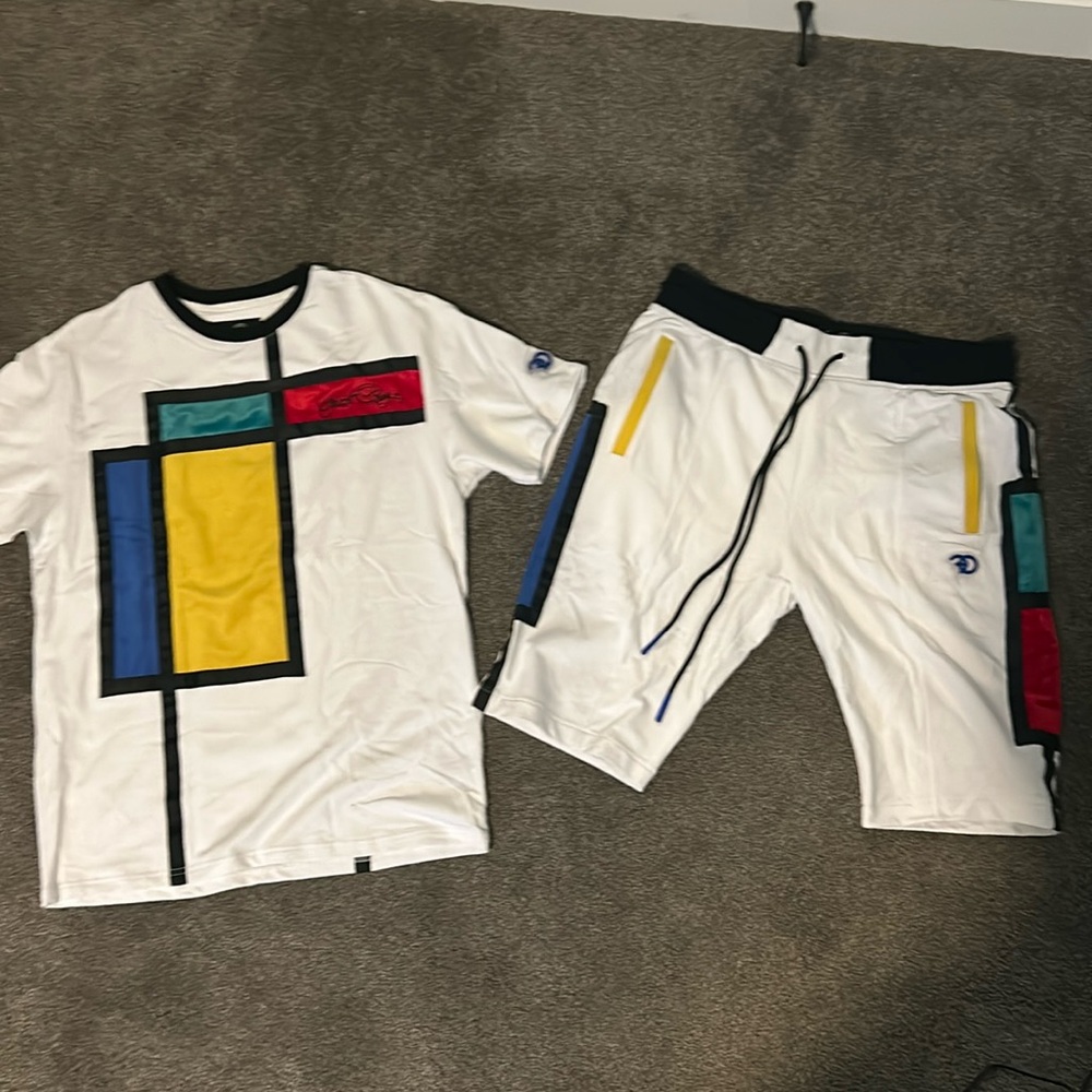 Frost Originals White Color-Block T-Shirt and Shorts Set